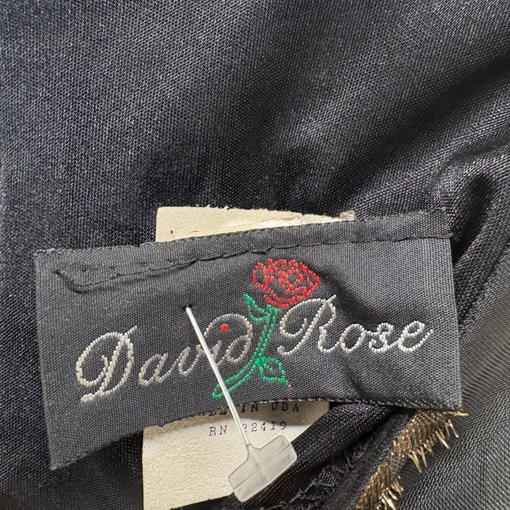 David Rose Vintage 80s Gold Metallic Brocade Floral Dress Size 16 Party Glam - Picture 5 of 15